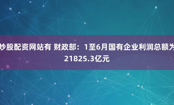 炒股配资网站有 财政部：1至6月国有企业利润总额为21825.3亿元